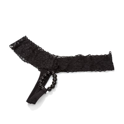 California Exotics - Sexy Little Panty™ Crotchless Beaded Lover's Thong (Black)