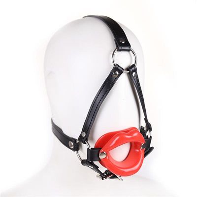 Adult Sex Bondage Female Silicone Lip Muzzle Gag with Leather Strap Forced Open Mouth Sex Toy