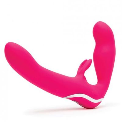 Happy Rabbit Vibrating Strapless Strap-on Pink