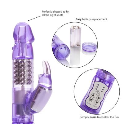 California Exotics - Jack Rabbit Waterproof 5 Rows Jack Rabbit Vibrator (Purple)