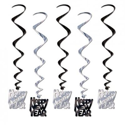 Happy New Year Whirls &#8211; Black/silver