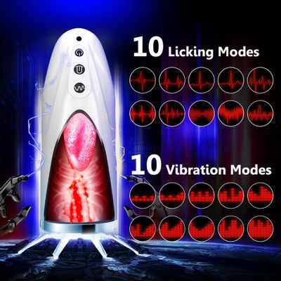 Automatic Male Masturbator Cup Realistic Tip of Tongue and Mouth Vagina Pocket Pussy Blowjob Stroker Vibrating Oral Sex Toy