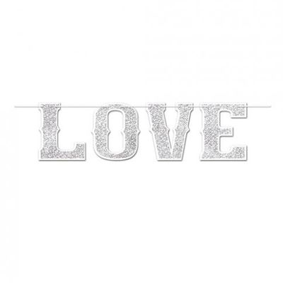 Valentines Love Streamer &#8211; Silver