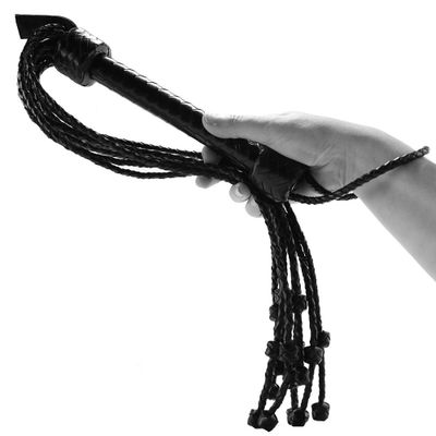 Pain Short Leather Braided Flogger