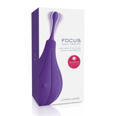 JimmyJane - Focus Sonic Vibrator with 3 Silicone Head Attachments (Purple)