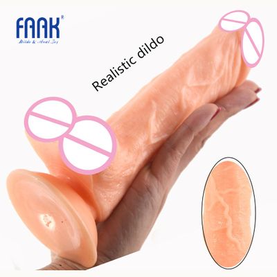 FAAK Realistic dildo suction cup flesh fake penis artificial dick sex toys for women lesbian masturbate anal stopper expansion