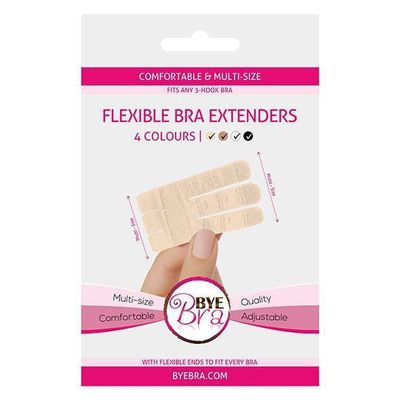 Bye Bra - Flexible Bra Extenders for 3-Hook Bra (Nude, Black, White)