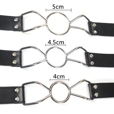 Leather sex toys Ring Gag Flirting Open Mouth with O-Ring during sexual bondage ,BDSM roleplay and adult erotic play for couples