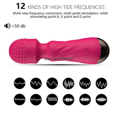 Rechargeable 12 Speed Vibrating G Spot Massage Wand Handheld Cordless Magic Wand Massager Clitoris Stimulation Massage Sticks