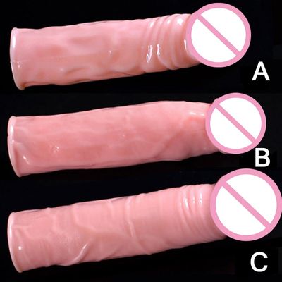 3 Types Silicone Penis Extender Sleeve Reusable Condoms Intimate Goods Delay Ejaculation Penis Ring Sex Products For Men