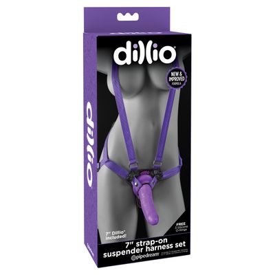 Pipedream - Dillio Strap On Suspender Harness Set 7" (Purple)
