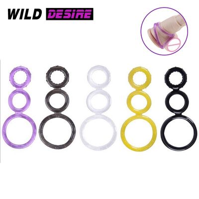 New Soft Silicone Cock Ring Adjustable 3 Rings On Penis Ring on a Member Intimate Toys For Men Gay Strapon Sex Shop Accessories