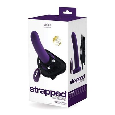 VeDO - Strapped Rechargeable Vibrating Strap On Dildo (Deep Purple)