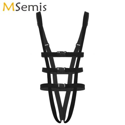 Hot Mens Harness Straps Bodysuit Male Gay Sexy Open Crotch Plastic Buckles Chastity Leotard SM Fetish Club Cosplay Belt Costumes