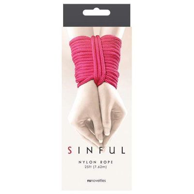 NS Novelties - Sinful Nylon Bondage Rope 25ft (Pink)