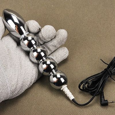 New Electric Shock 5 Beads Stainless Steel Butt Plug Anal Plug Electro Shock Therapy Parts Electrical Sex Toys For Men Women