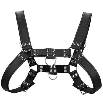 Ouch! Riveted Bonded Leather Bulldog Chest Harness - L/XL