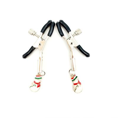1Pair Christmas Metal Bell Nipple Clamps With Chain Clips Snowman Tree Flirting Teasing Sex Flirt Bondage Kit Exotic Accessories
