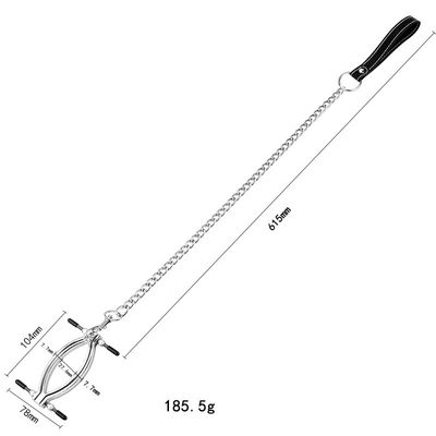 BDSM Erotic Labium Expansion Clip Medical Metal Vagina Expansion Dilator Device with Chain Adult Sex Toys For Women Couples Game