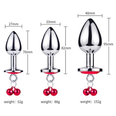 Small Size Anal Plug Stainless Steel Butt Plug With Bell Round Crystal Pendant Prostate Massager Sex Toys For Woman Men GS0296-S