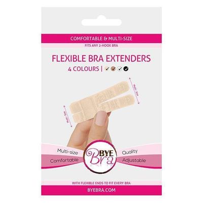 Bye Bra - Flexible Bra Extenders for 2-Hook Bra (Nude, Black, White)