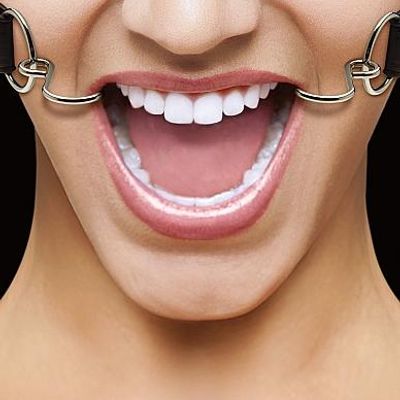 Ouch Hook Gag with Leather Straps Black O/S
