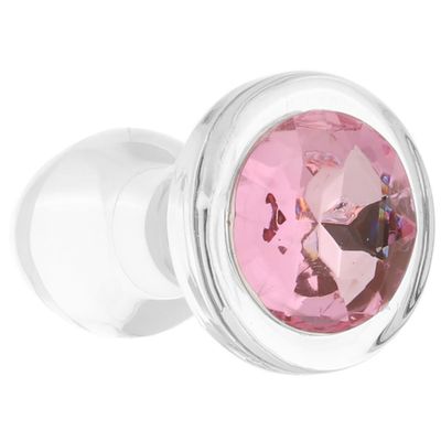 Booty Sparks Pink Gem Glass Anal Plug - Small