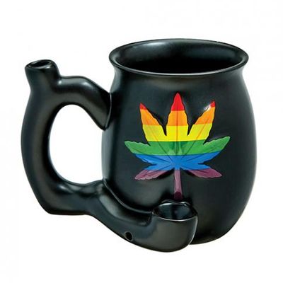 Fashioncraft Matte Black With Embossed Rainbow Leaf Roast &#038; Toast Mug