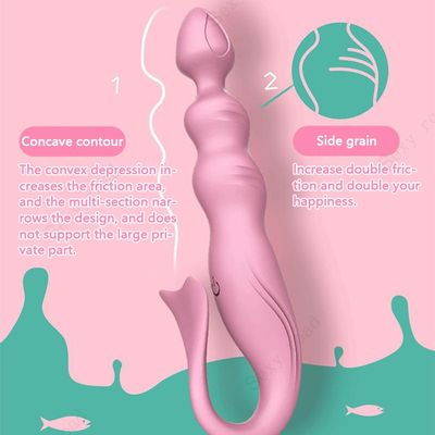 Anal butt plug vibrator anal toys for woman Tap clitoris stimulator anal beads USB charging silicone fish shape Adult Anal plug