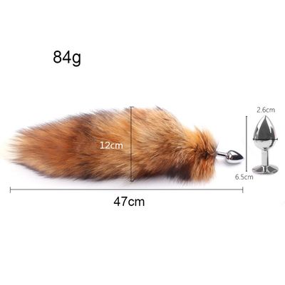 Fanala Drop Shipping Real Red Fox Tail Anal Plug Metal Butt Plug Animal Cosplay Tail Erotic Sex Toy for Couple Tail
