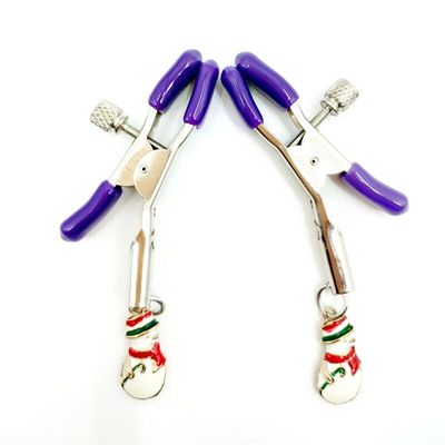 1Pair Christmas Metal Bell Nipple Clamps With Chain Clips Snowman Tree Flirting Teasing Sex Flirt Bondage Kit Exotic Accessories