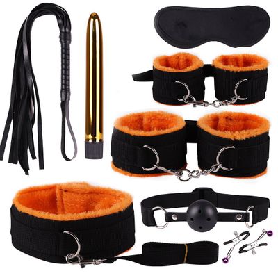 8pcs Sex Toys for Couples Exotic Accessories Adjustable Nylon BDSM Sex Bondage Set Erotic Accessories Handcuffs Whip Rope Games