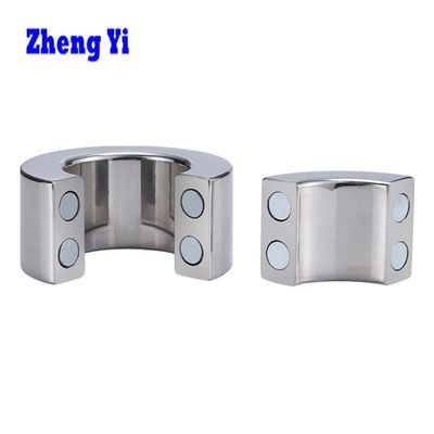 Stainless Steel Ball Stretcher Magnetic Lock Metal Penis Pendant Cock Lock Ring Adult Testicle Chastity Sex Toys For Men