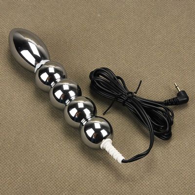 New Electric Shock 5 Beads Stainless Steel Butt Plug Anal Plug Electro Shock Therapy Parts Electrical Sex Toys For Men Women