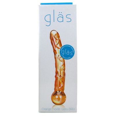 Orange Tickler Glass Dildo