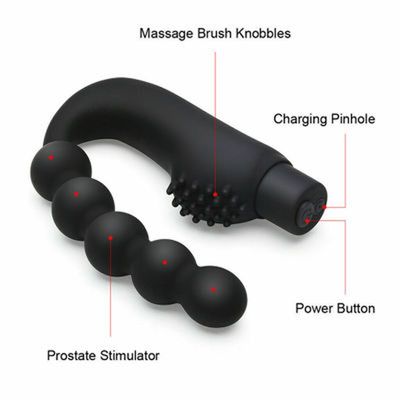 Anal stimulation with 10 frequency backcourt plug silicone pull-bead vibration massage device anal plug adult sex toys