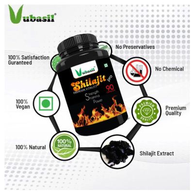 Shilajit PRO (90 Capsules) 100% Natural Pure & Safe Shilajeet Gold Extract with Ashwagandha Safed Musli Extracts for Strength Stamina Energy Power Rejuvenation Immunity Horse Power Sexual Power Vitalizer For Men & Women Ayurvedic Organic Herbal & Veg