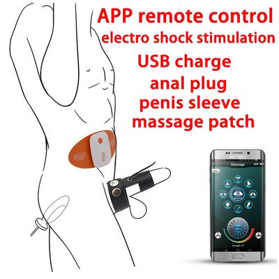 Intelligent APP Wireless Remote Control Electro Muscle Stimulation   Massage Pads Anal Plug Penis Ring Electrical BDSM Shock Set