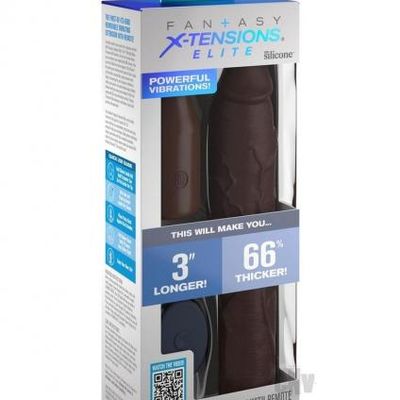 Fantasy X-tensions Elite Sleeve Vibrating 9in With 3in Plug W/remote Brown