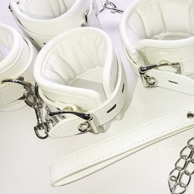 Thierry Luxury soft white Bondage Restraints handcuffs collar wrist ankle cuffs for Fetish erotic adult games couple Sex produc