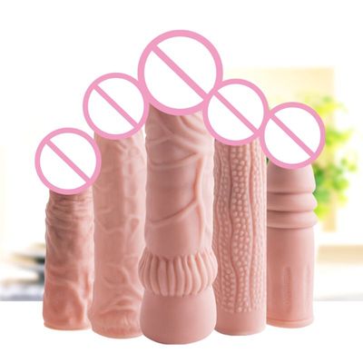 Penis Hollow Cover Simulation Texture Men Women Pleasure Sex Toy Sleeve Unisex Dropship