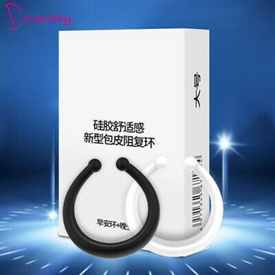 2pcs Male Foreskin Resistance Ring Corrector Curing Ring Men Exerciser Enhancer Penis Training Sleeve Time Delay Device