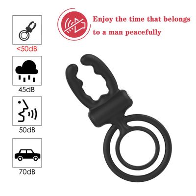 Penis Ring Cock Ring Silicone Dual Ring Vibrating Delay Ejaculation Dick Cockring Adult Sex Toys with Rabbit Ears for Couples
