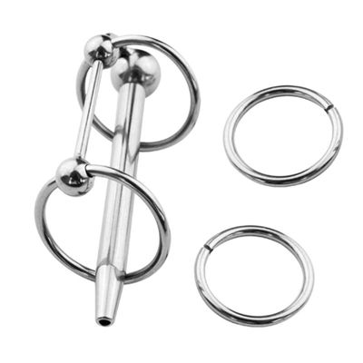 Stainless Steel Urethral Dilator Catheters Metal Penis Plug Probe Prince Wand Massager with Pull Ring BDSM Sex Toy