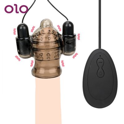 OLO Penis Head Vibrator Cock Ring Glans Trainer Massage Male Masturbator Delay Ejaculation 20 Speed Sex Toys For Men