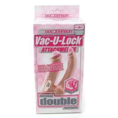 Natural Double Penetrator Vac-U-Lock Dildo