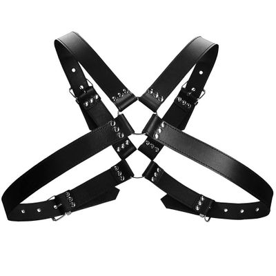 Ouch! Large Buckle Bonded Leather Harness - OS