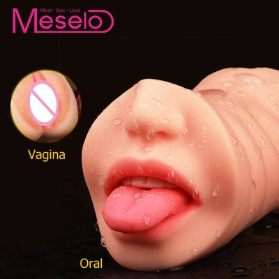 Meselo Oral Sex Masturbator For Man Real Maiden Vagina Pussy Blow Job 3D Deep Throat With Tongue Sex Toys For Men Masturbator