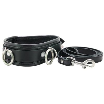 100% Leather 3 Ring Leash & Collar