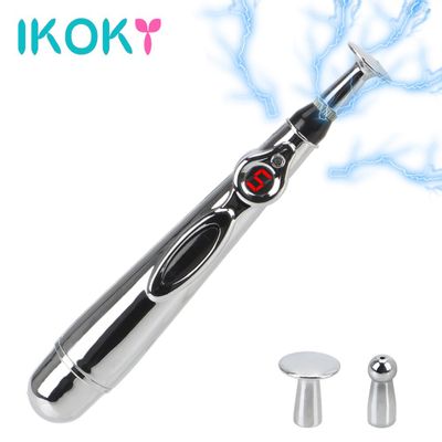 IKOKY Electric Shock Stick Penis Clitoris Vagina Breast Nipple Stimulator Adult Game Sex Toy for Women Men Electrical Climax